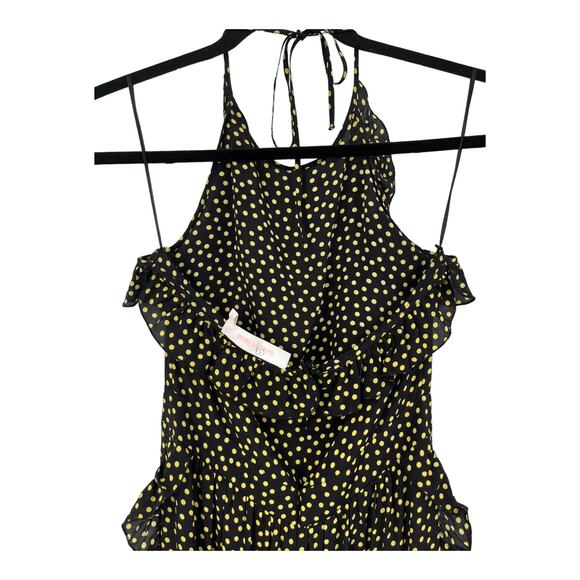 See By Chloe dress halter polka dot georgette maxi black yellow size 38 (US 6) - Picture 6 of 9